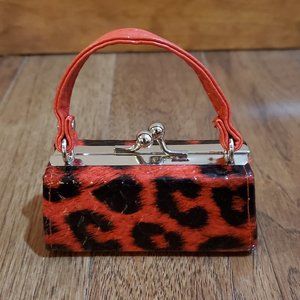 Red & black spotted print tictok lipstick purse 4" B7